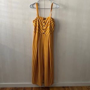 Burnt yellow orange flowy jumpsuit